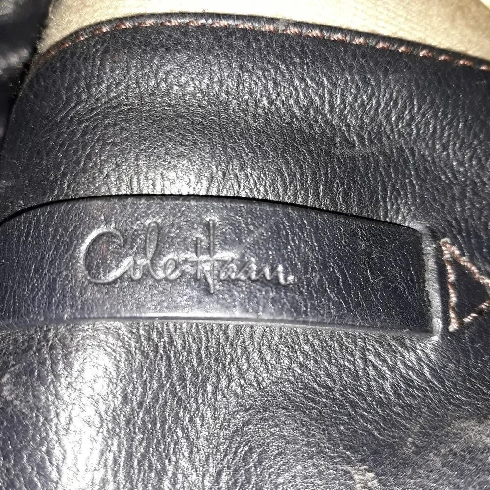 Cole Haan Hobo‎ Bag Leather Braided Grommets Genevieve Denny Black